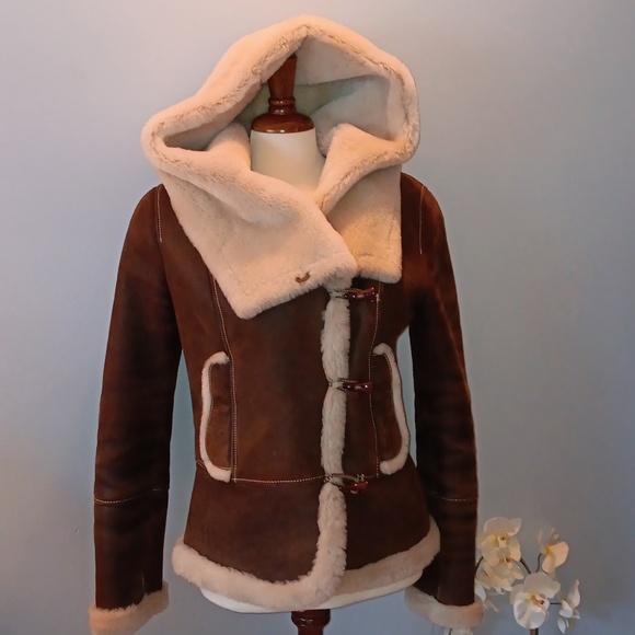 Atlantis genuine shearling jacket with hood EUC - Picture 2 of 10